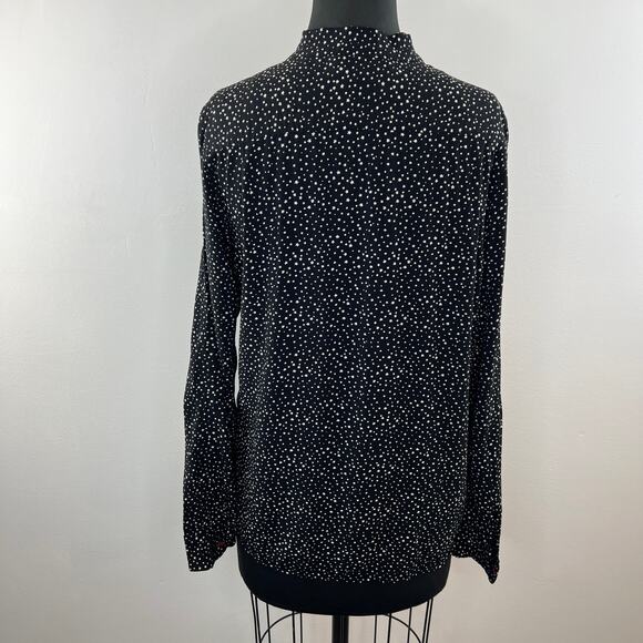 UNIQLO Ines De La Fressange Black White Star Print Long Sleeve Button Top Sz M - Picture 4 of 8